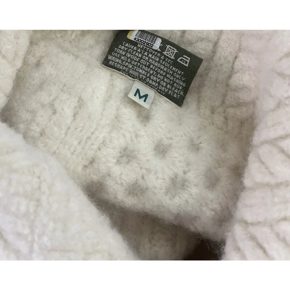 Carraig Donn Irish Wool Fisherman Cream Sweater Cardigan Kids Size M Cable Knit - Picture 6 of 10